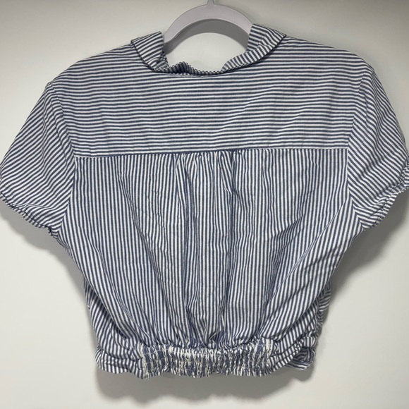 Shinestar Blouse Womens large   Vneck Elastic Short Sleeve 100% Cotton - Picture 8 of 9